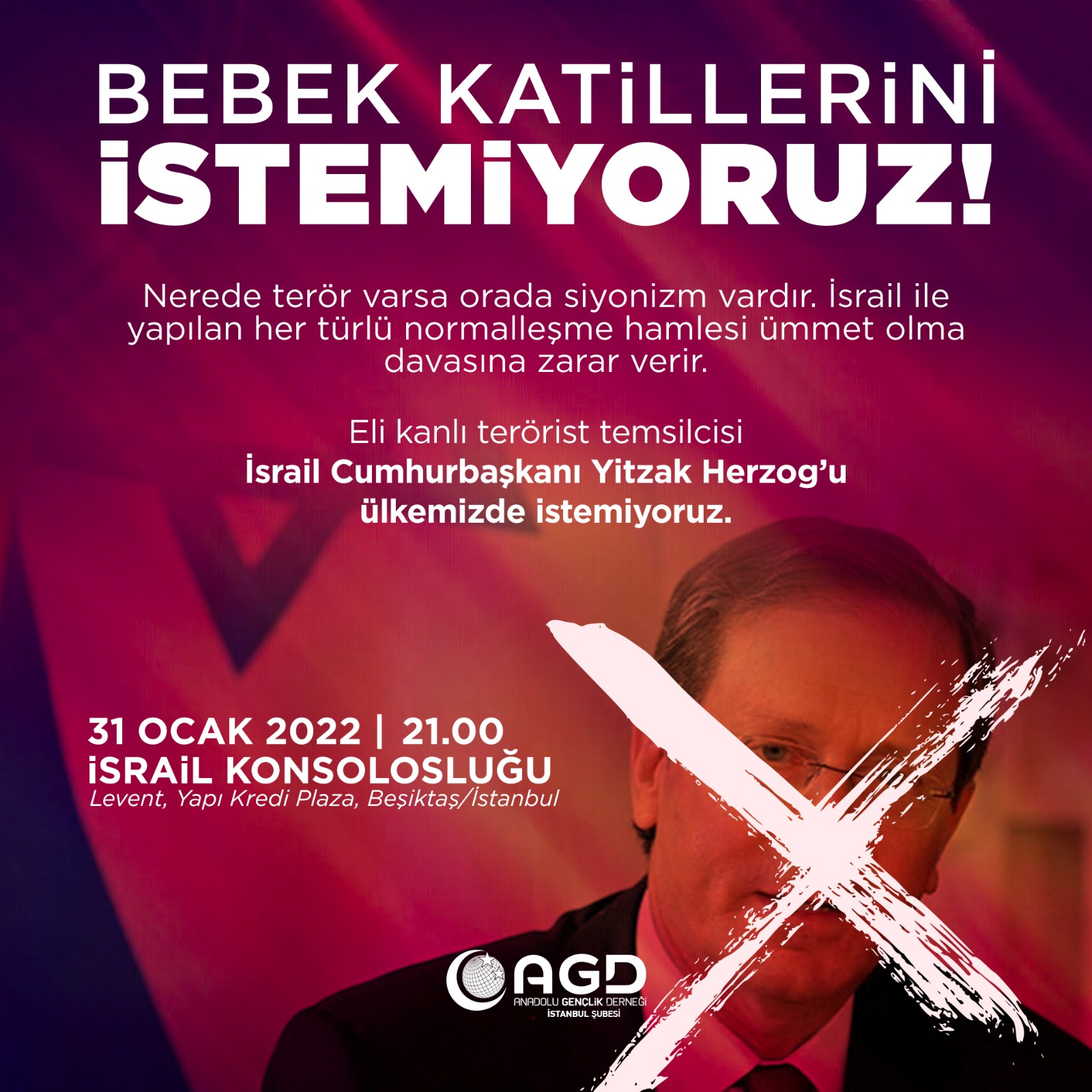 AGD'den Eylem Çağrısı: Katil Yitzak Hertzog'u Türkiye'de İstemiyoruz