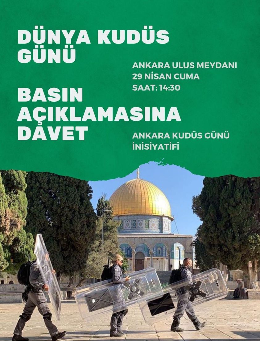 Ankara Dünya Kudüs Günü Basın Açıklamasına Davet