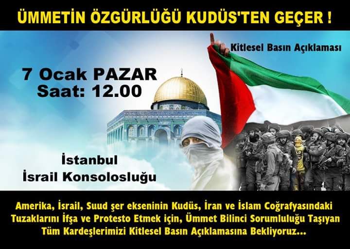 Korsan İsrail'in İstanbul Başkonsolosluğu Önünde Pazar Günü Kitlesel Basın Açıklaması Yapılacak (DAVET)