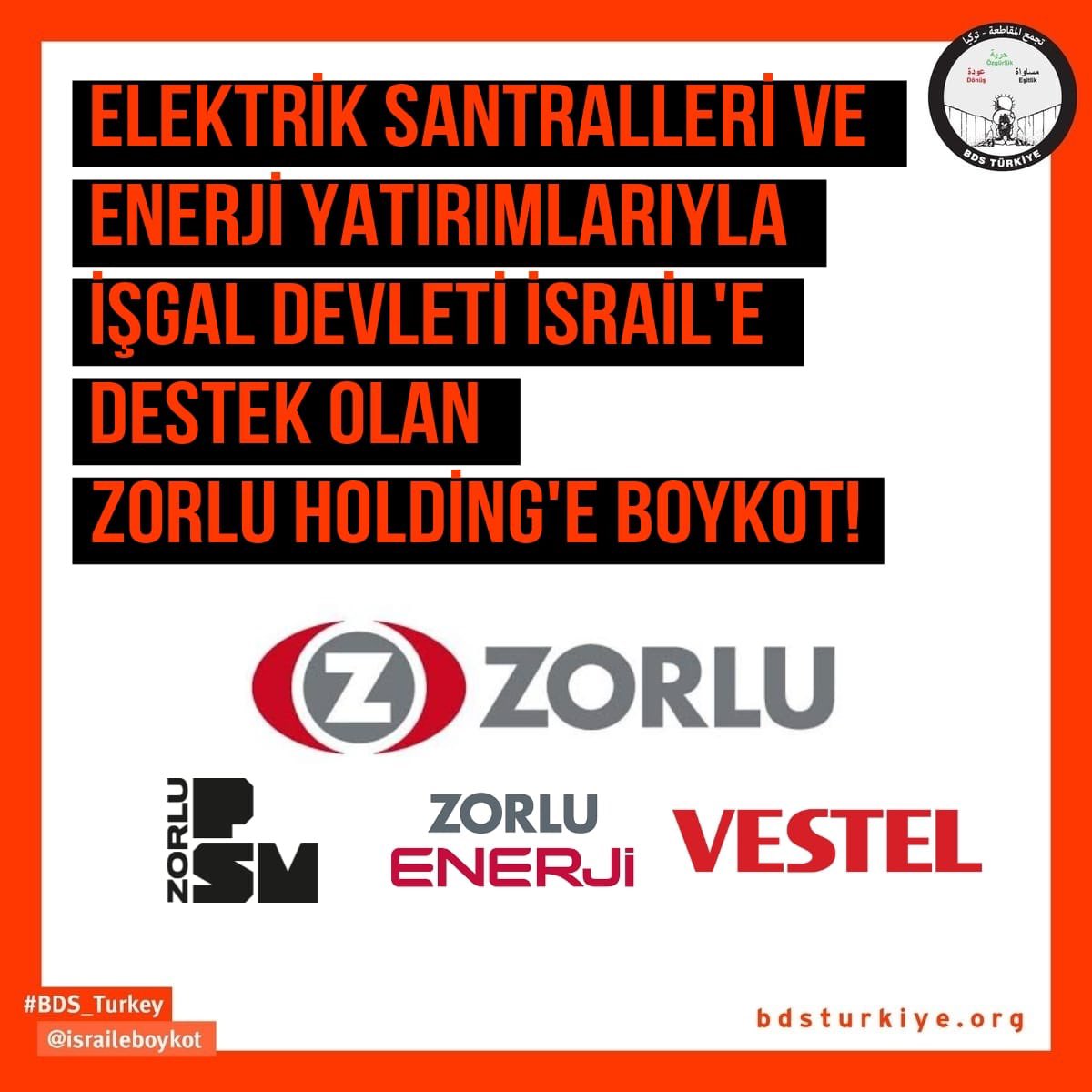 Zorlu Holding İşgalci İsrail İle İşbirliğini Devam Ettiriyor